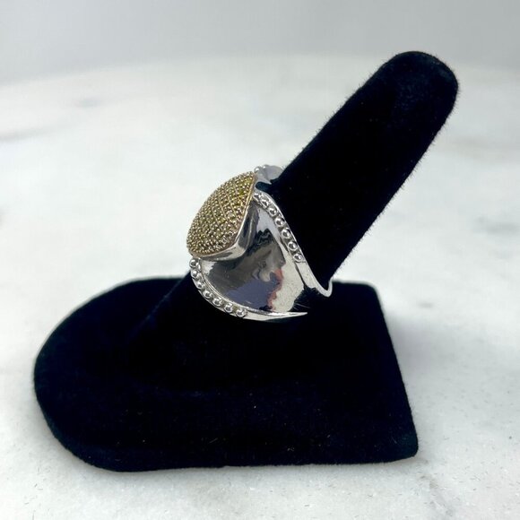 Diamond Treasures Sterling Silver Yellow Diamond 0.32 CTW Ring, Size 5 - Picture 5 of 10